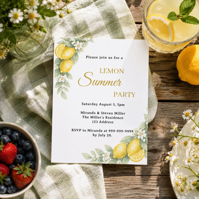 Convite para festa de verão com limão no jardim (Criador carregado)