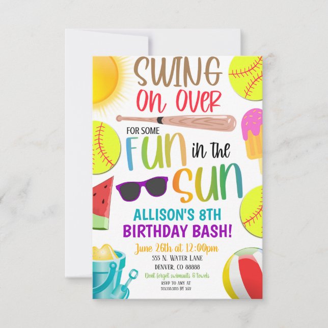 Convite para Festa de Verão de Softbol (Frente)