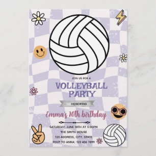 convite para festa de vôlei Groovy