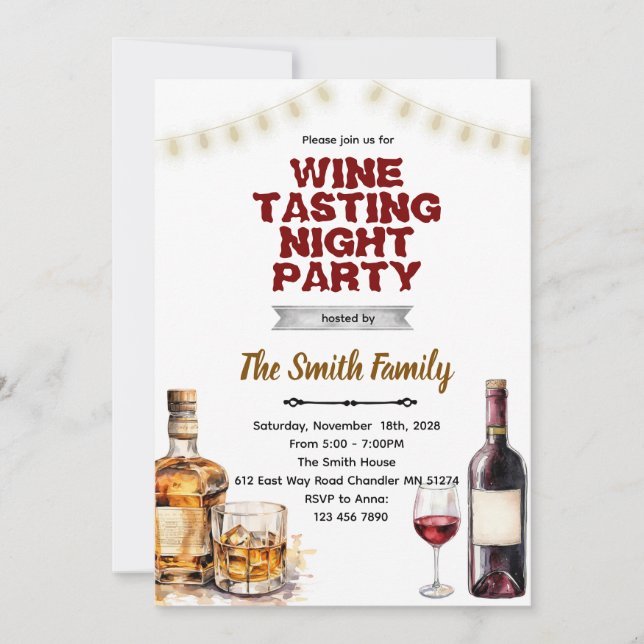 convite para festa de Whiskey e Vinho  (Frente)