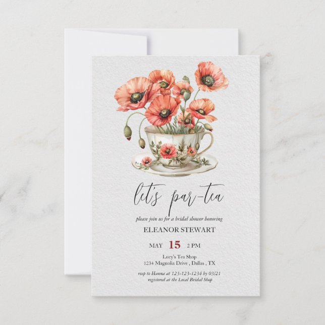 Convite para Festa do Chá Let's Par-Tea (Frente)