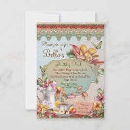 Convite para Festa do Chá no Jardim