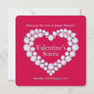 Convite para festa do coração dos diamantes de N