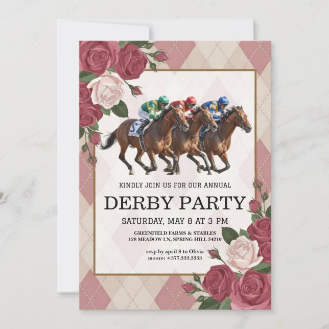 Convite para Festa do Derby de Corrida de Cavalos  (Frente)
