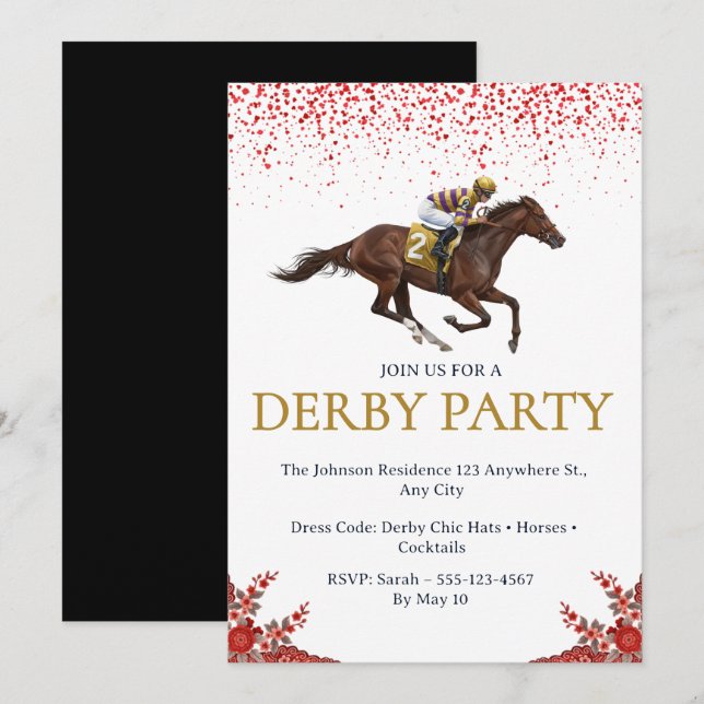 Convite para Festa do Derby de Corrida de Cavalos  (Frente/Verso)