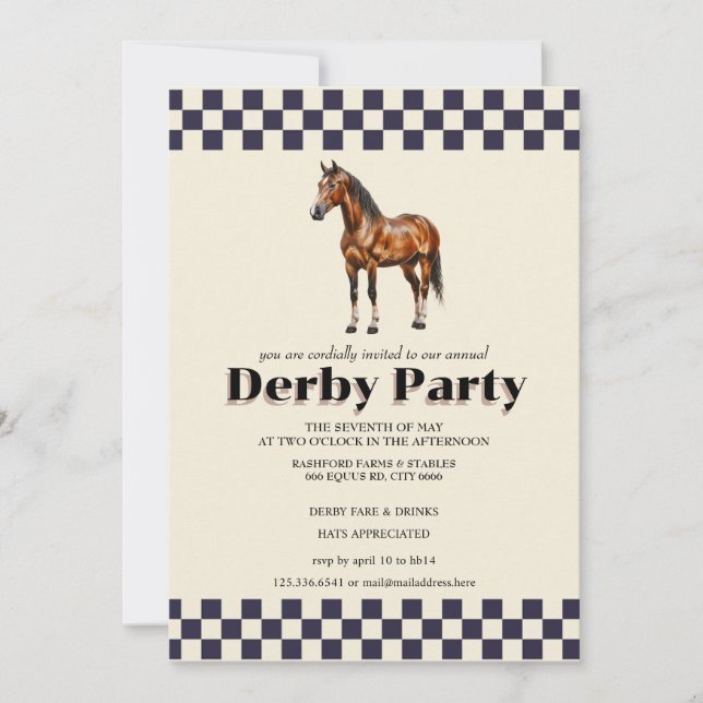 Convite para Festa do Derby de Kentucky - Cavalo V (Frente)