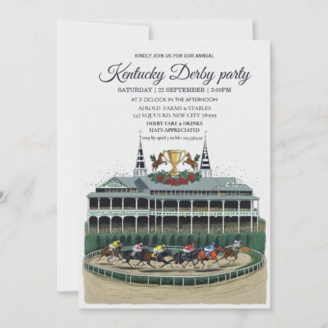 Convite para Festa do Derby de Kentucky Churchill  (Frente)