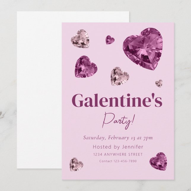 Convite para Festa do Dia da Galentine (Frente/Verso)