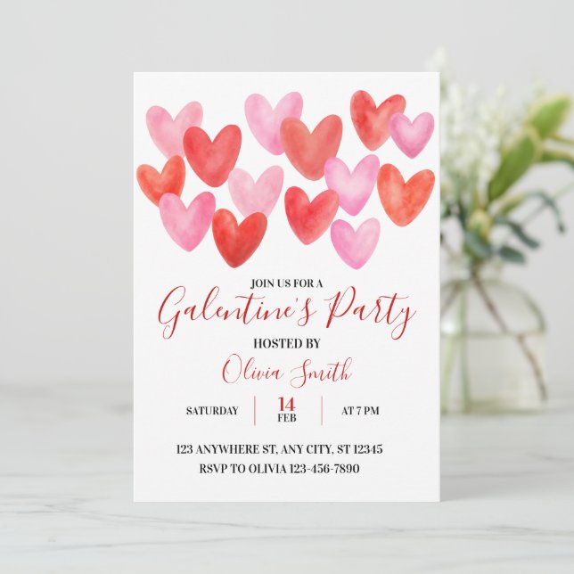 CONVITE PARA FESTA DO DIA DE GALENTINE À BASE DE A (Em pé/Frente)