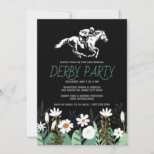 Convite para Festa do Kentucky Derby - Cavalo Bran (Frente)