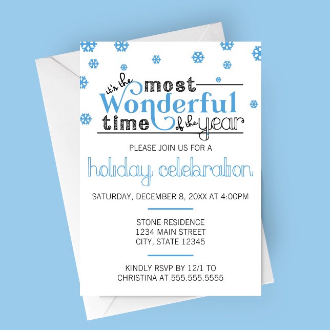 Convite para Festa do Momento Mais Maravilhoso do  (The Most Wonderful Time of the Year Holiday Celebration Invitation)