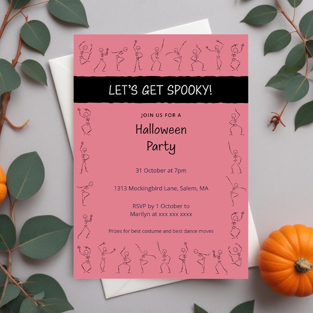 Convite para festa do Skeleton Dance Halloween - r (Criador carregado)