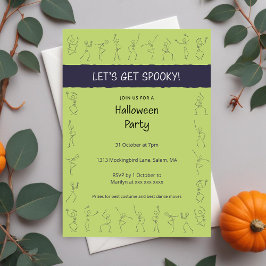 Convite para festa do Skeleton Dance Halloween - v