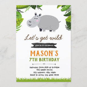 Convite para festa do tema de aniversário do Hippo