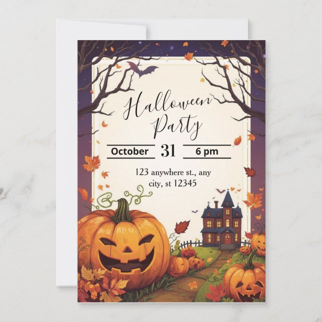 Convite para Festa Elegante de Halloween | Persona (Frente)