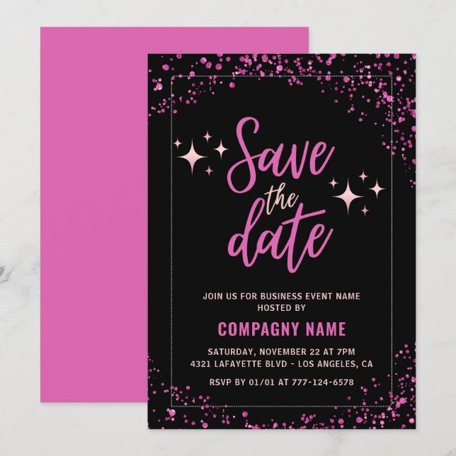 Convite para festa empresarial cor-de-rosa Salve a (Frente/Verso)