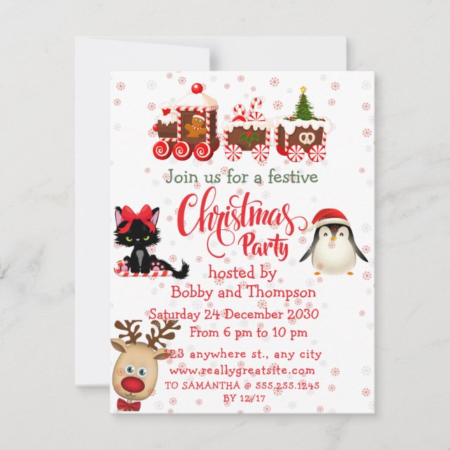Convite para Festa Festiva de Férias de Natal (Frente)