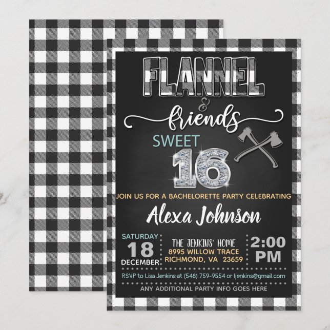 Convite para Festa Flannel & Friends - WH (Frente/Verso)