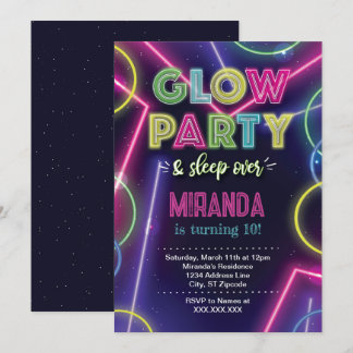 Convite para Festa Glow, Festa com Luz Neon no Esc