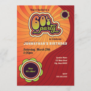 Convite para Festa Groovy dos Anos 60