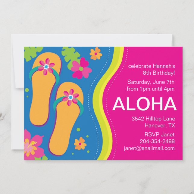 Convite para Festa Havaiana Luau (Frente)