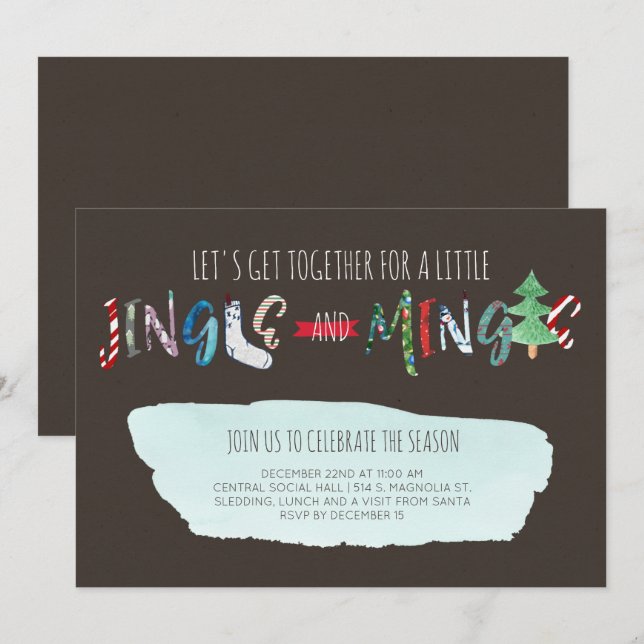 Convite para Festa Jingle & Mingle (Frente/Verso)