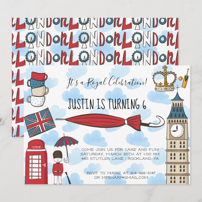 Convite para Festa London Calling (Frente/Verso)