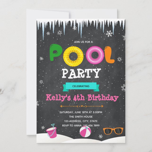 Convite para festa na piscina de inverno (Frente)