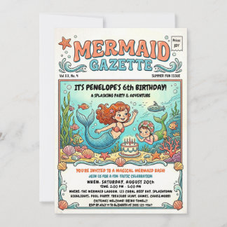 Convite para Festa na Piscina do Mermaid Gazette
