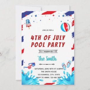 convite para festa na piscina no dia 4 de julho