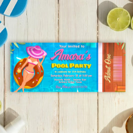 Convite para Festa na Piscina Ticket de Convite