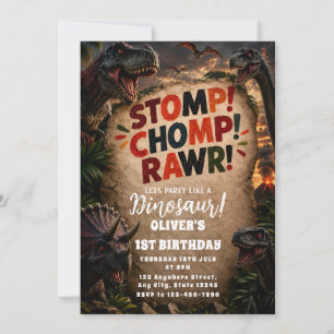Convite para Festa na Selva dos Dinossauros Sombri