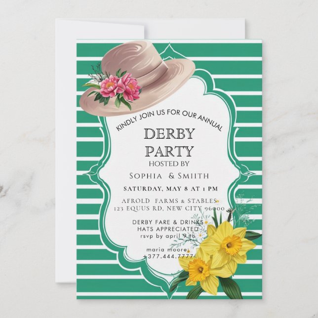 Convite para Festa no Jardim com Tema Derby de Ken (Frente)