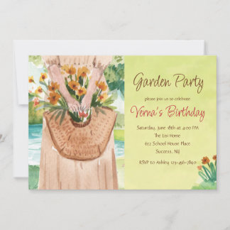 Convite para Festa no Jardim em Aquarela