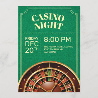 Convite para Festa Noite de Casino Verde