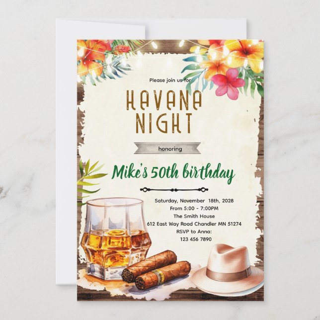 convite para festa noturna em Havana (Frente)