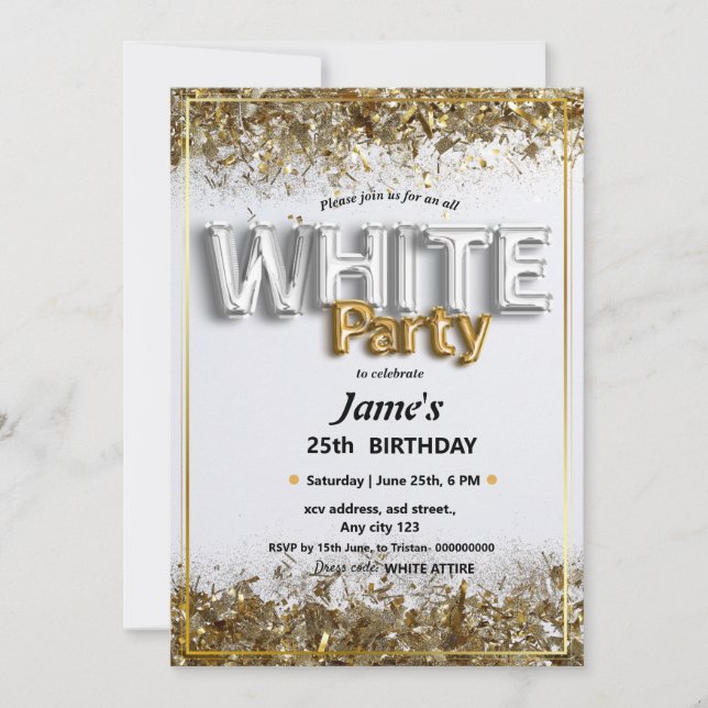 Convite para Festa ou Encontro com Tudo Branco (Frente)