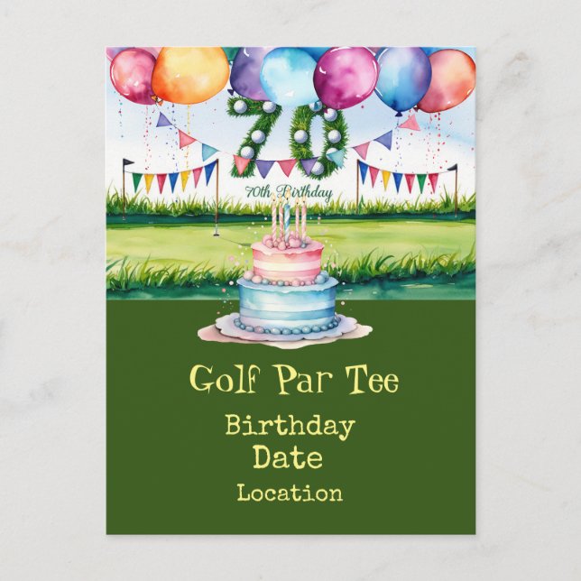 Convite para festa Par Tee de 70 anos de golfe (Frente)