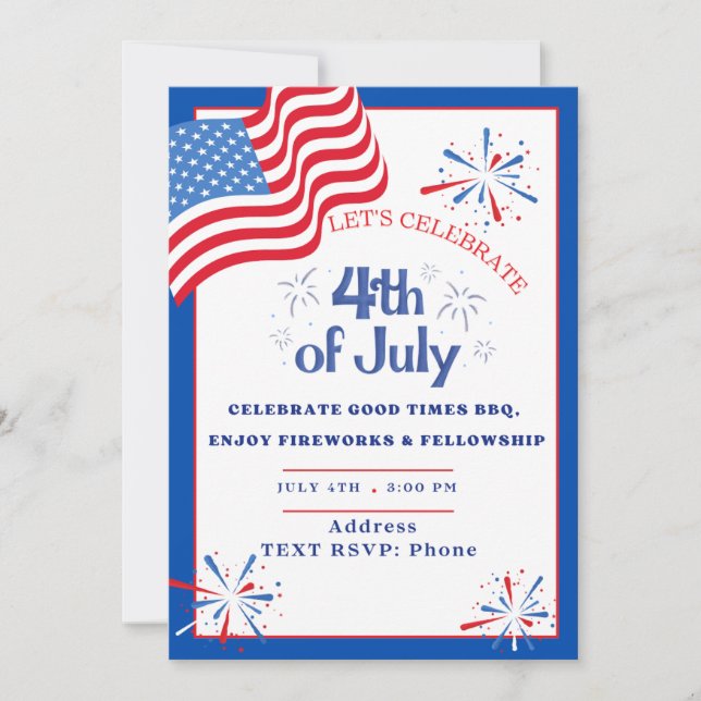 Convite para Festa Patriota de Bandeira e Fogos de (Frente)