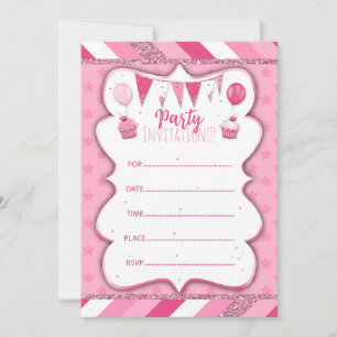 Convite para festa Pinky para escrever à mão para