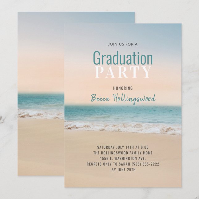 Convite para Festa Tema de Praia Tropical de Gradu (Frente/Verso)