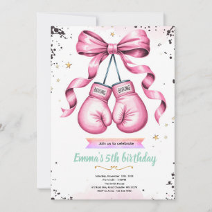 Convite para festa temática de boxe feminino