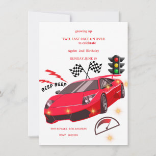 Convite para Festa Temática de Corrida de Carros E