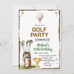 Convite para festa temática de golfe