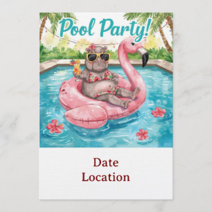 Convite para Festa Tropical na Piscina – Aquarela