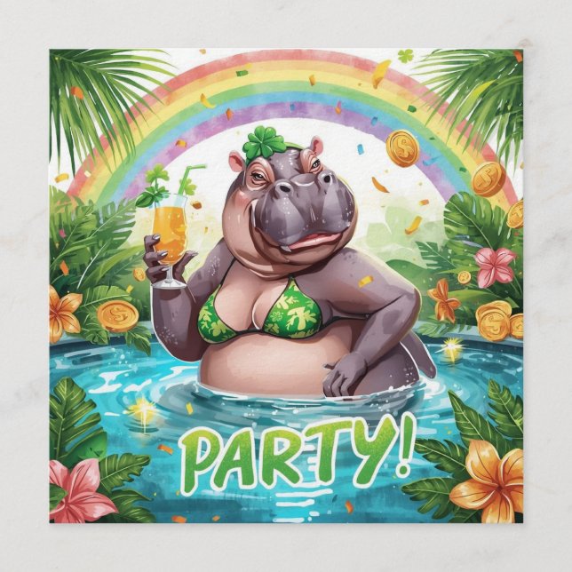 Convite para Festa Tropical na Piscina do Dia de S (Frente)