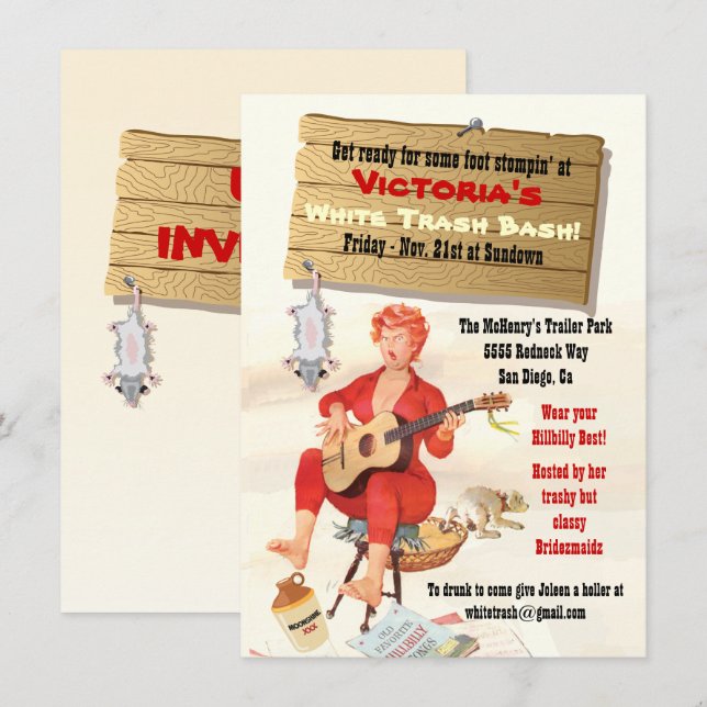 Convite para Festa White Trash (Frente/Verso)