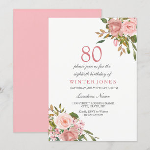 Convite para Festas de aniversário de 80 de Flores