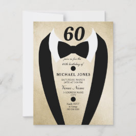 Convite para Festas de aniversário Dourada Tuxedo 