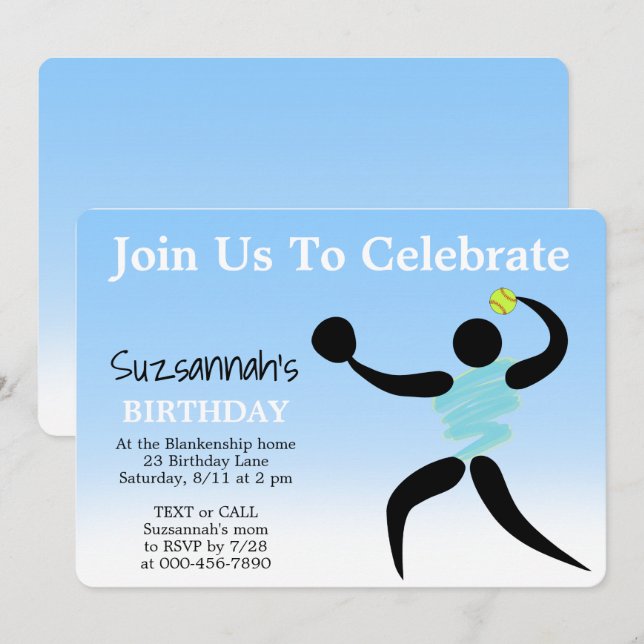 Convite para Festas de aniversário Personalizada d (Frente/Verso)